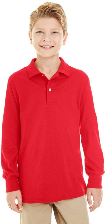 Jerzees Youth SpotShield™ Long-Sleeve Jersey Polo